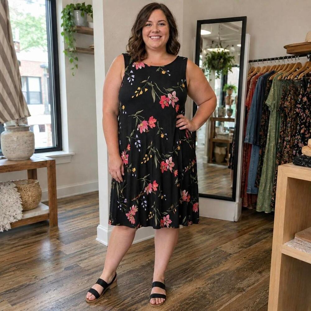Old navy xl black floral dress